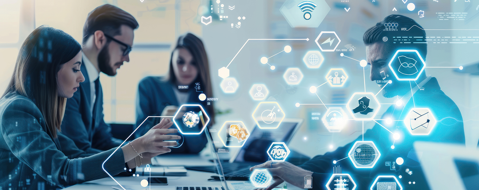 Imagen de Business professionals collaborating with technology